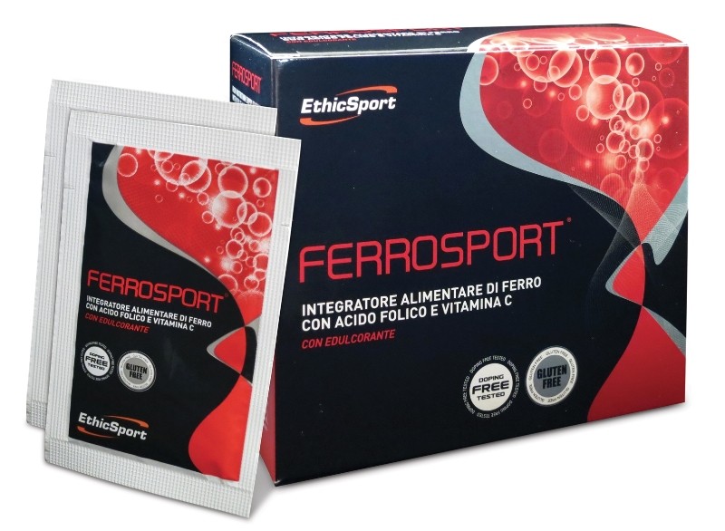 FERROSPORT integratore alimentare di FERRO con ACIDO FOLICO e VITAMINA C 20 buste da 3 g